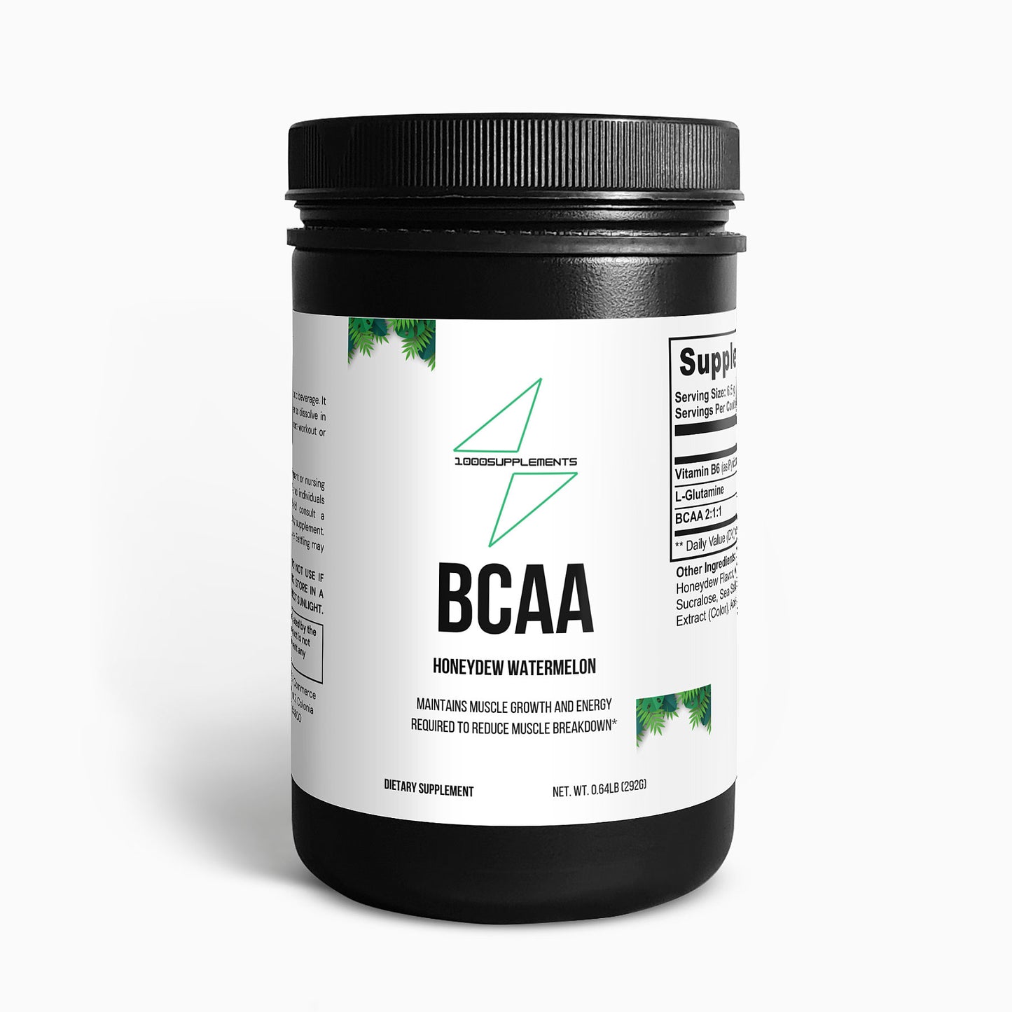 1000Supplements BCAA Honeydew Watermelon front side