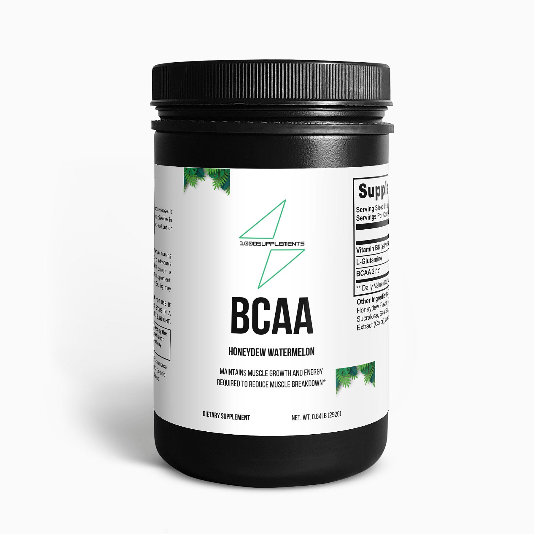 1000Supplements BCAA Honeydew Watermelon front side