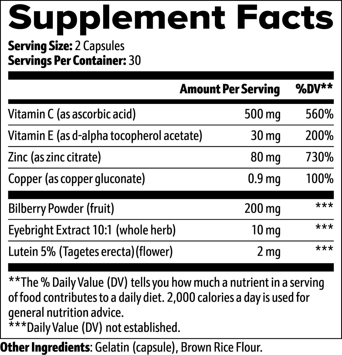 1000Supplements Vision support (capsules) label