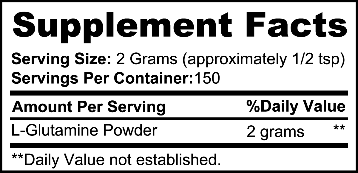 1000Supplements L-Glutamine (powder) label