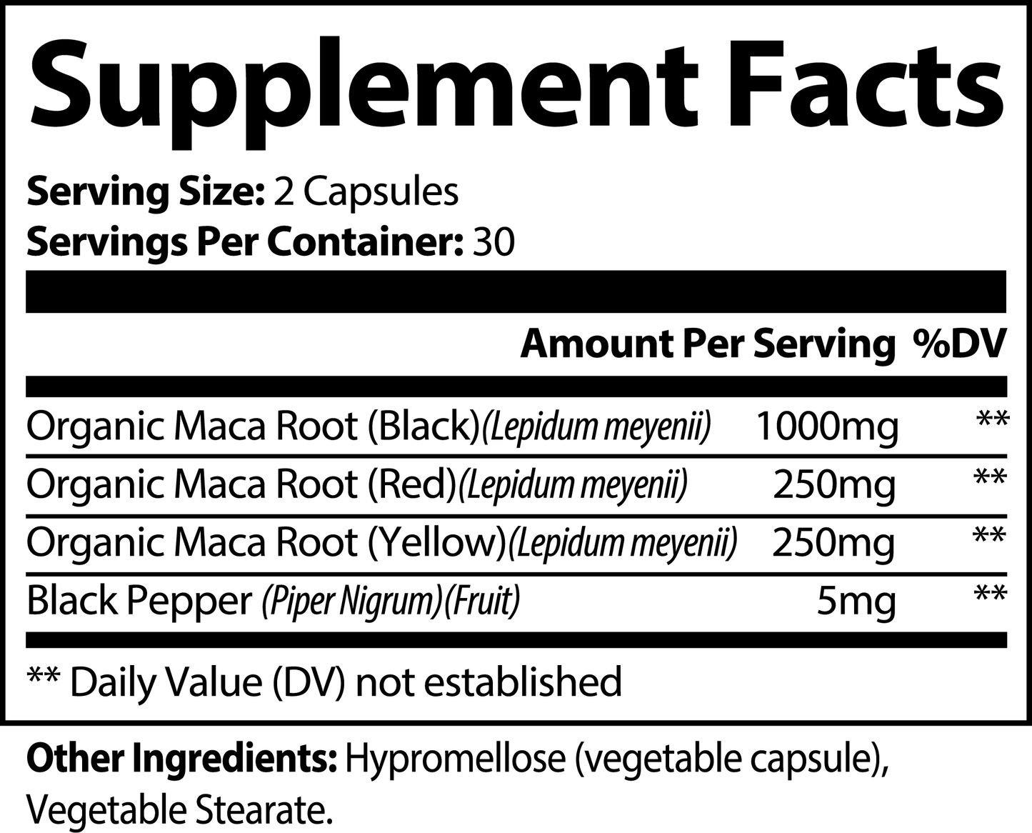 1000Supplements Maca Plus (capsules) label