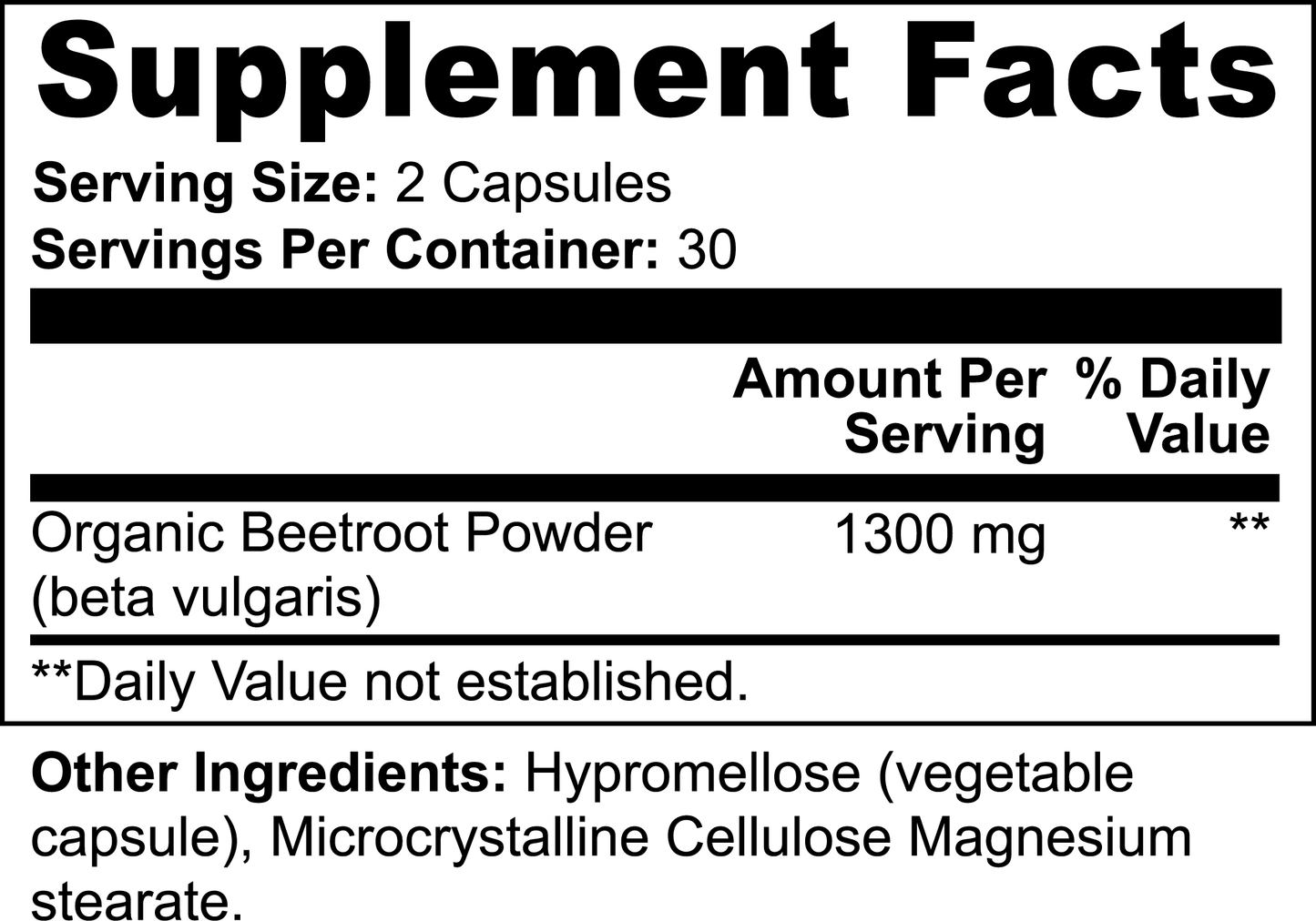 1000Supplements Beetroot (capsules) front side label
