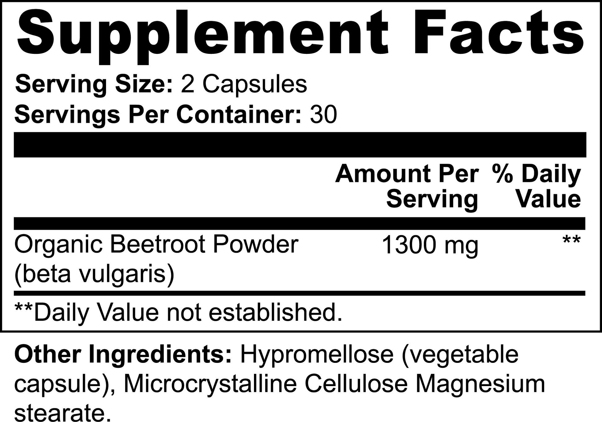 1000Supplements Beetroot (capsules) front side label