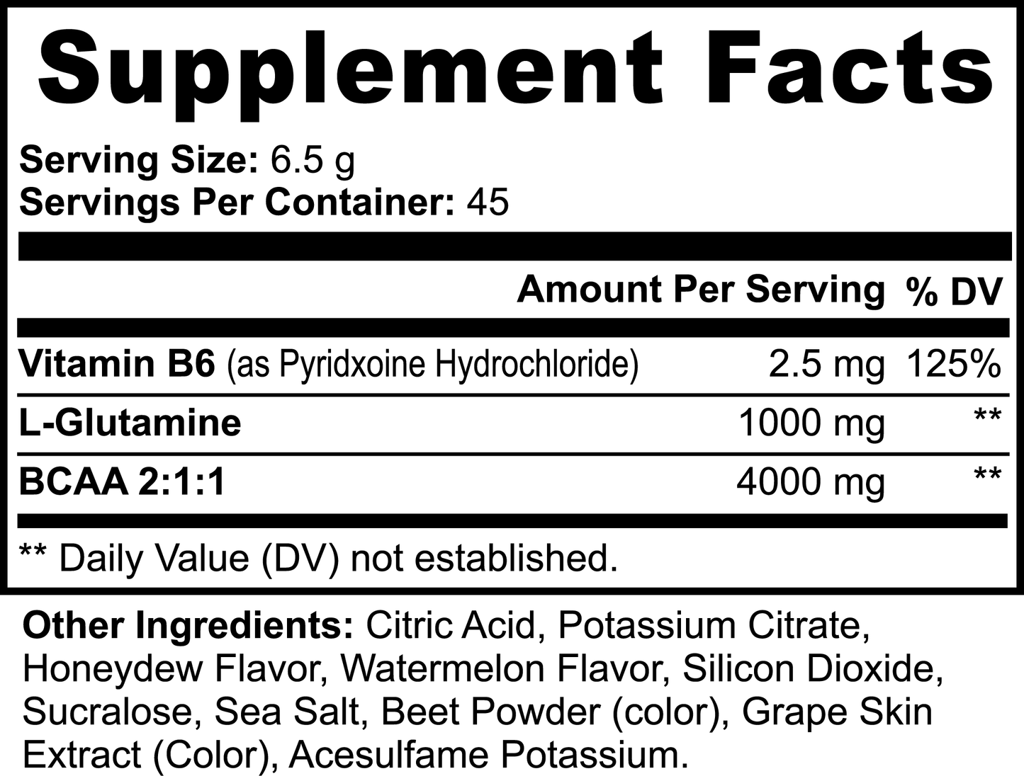 1000Supplements BCAA Honeydew Watermelon label