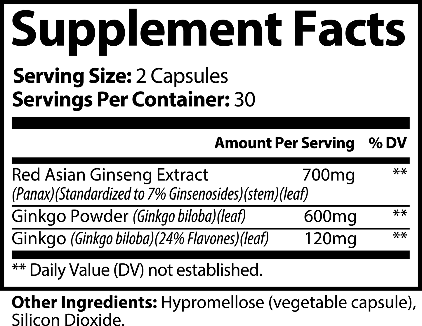 1000Supplements Gingko Biloba + Ginseng label