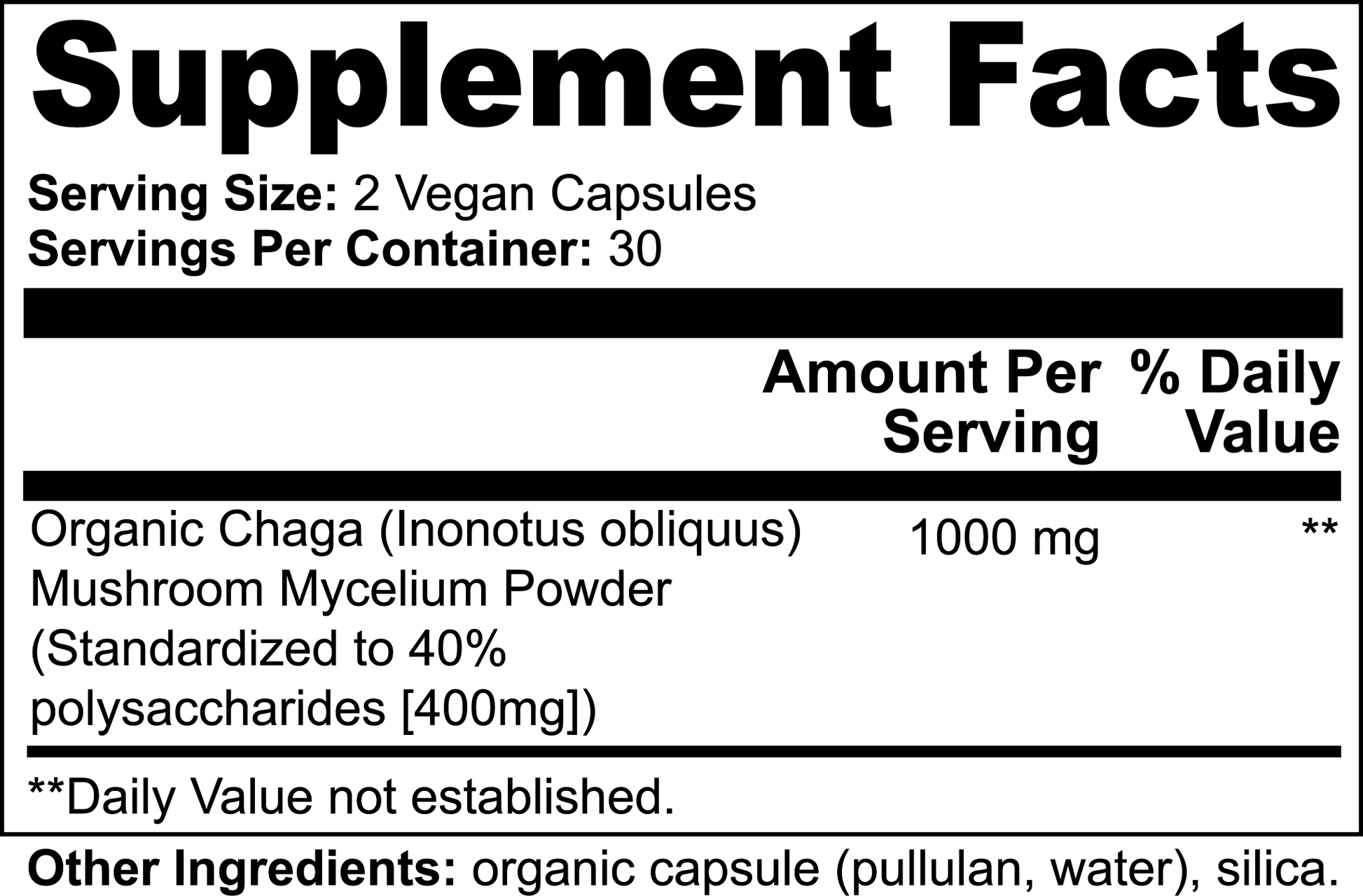 1000Supplements Chaga Mushroom label