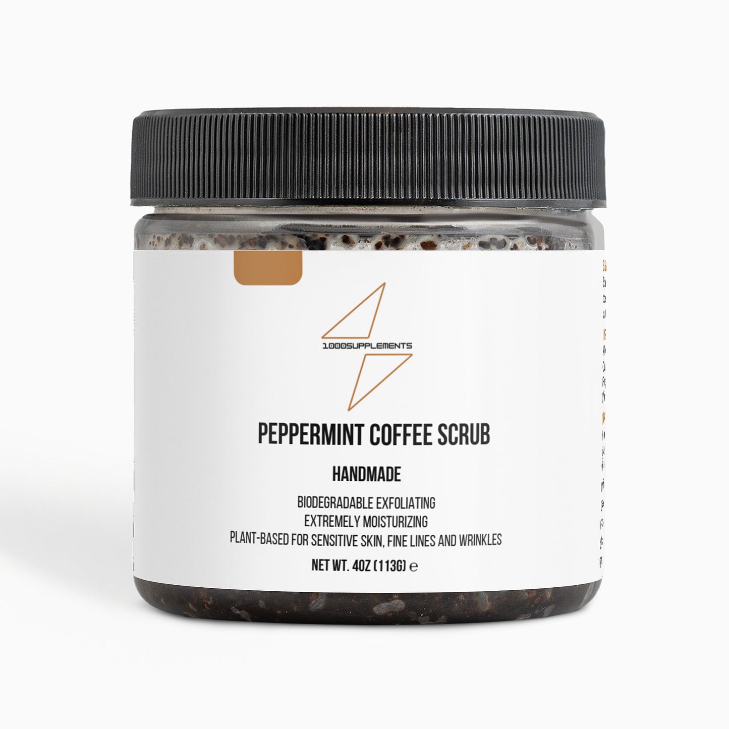 1000Supplements Peppermint Coffee Scrub front side