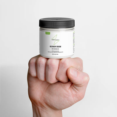 1000Supplements Recovery Cream on fist