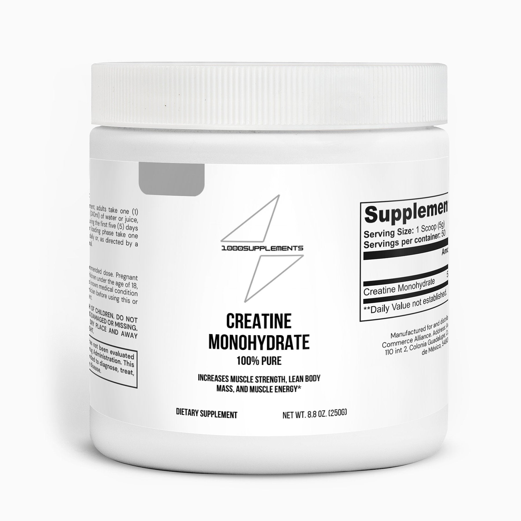 1000Supplements Creatine Monohydrate front side