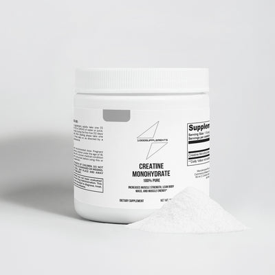 1000Supplements Creatine Monohydrate front side with powder