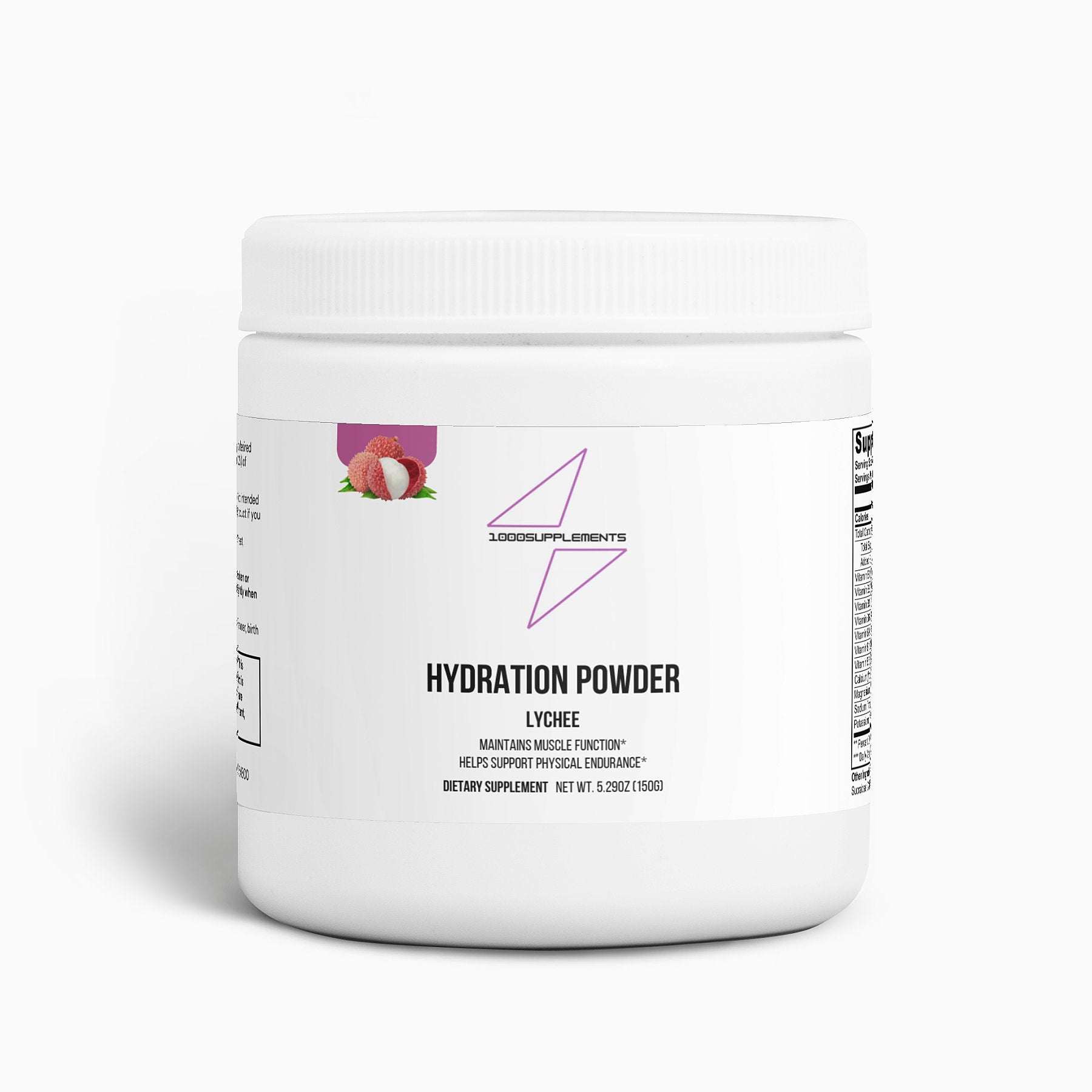 1000Supplements Hydration powder (lychee) front side