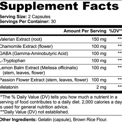 1000Supplements Sleep Formula (Capsules) label