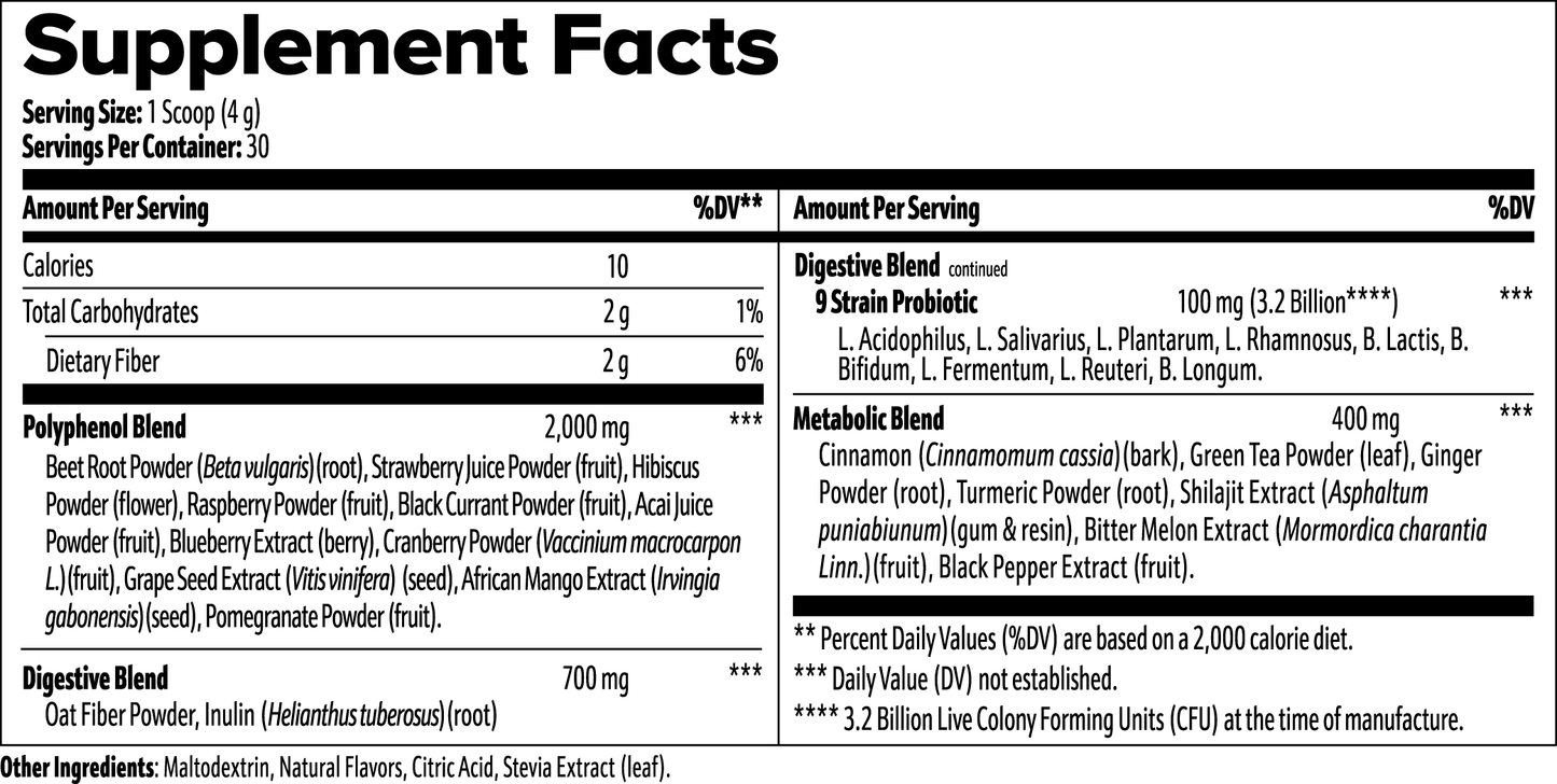 1000Supplements Reds Superfood (powder) label