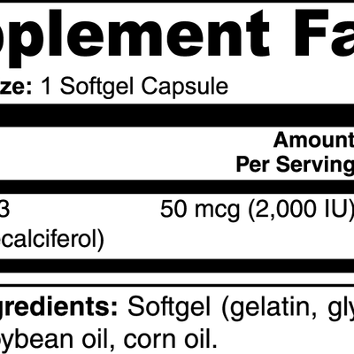 1000Supplements Vitamin D3 2,000 IU label