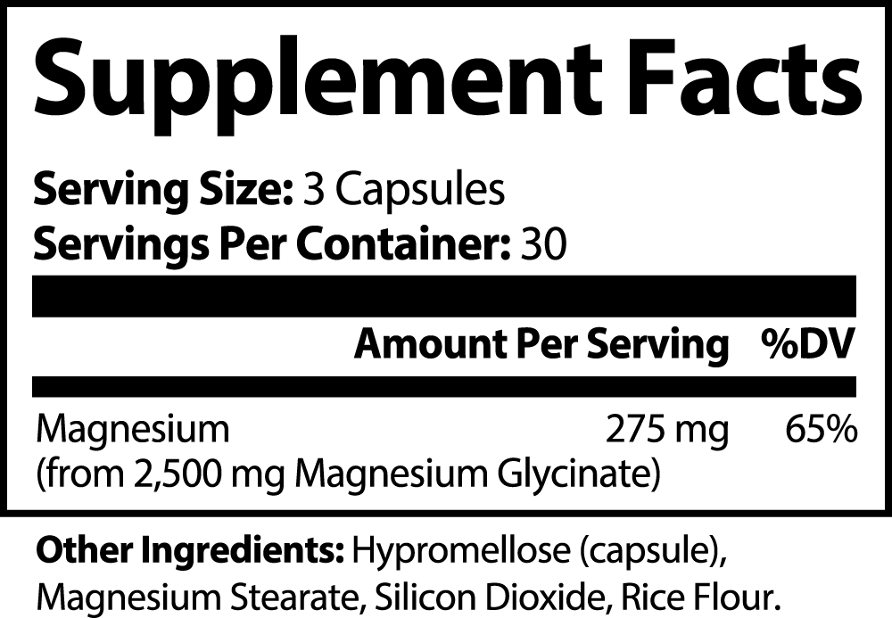 1000Supplements Magnesium Glycinate (capsules) label