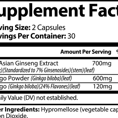 1000Supplements Gingko Biloba + Ginseng label