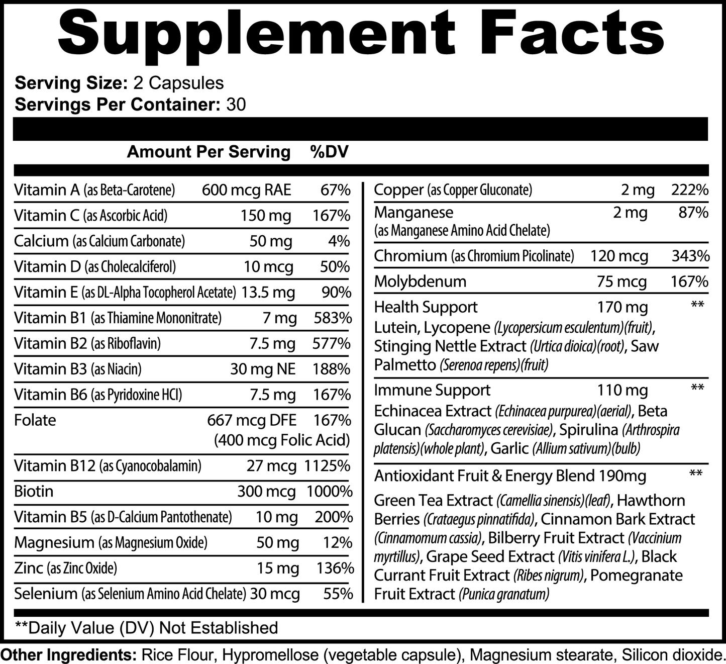 1000Supplements Complete Multivitamin (Capsules) label