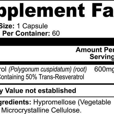 1000Supplements Resveratrol capsules label