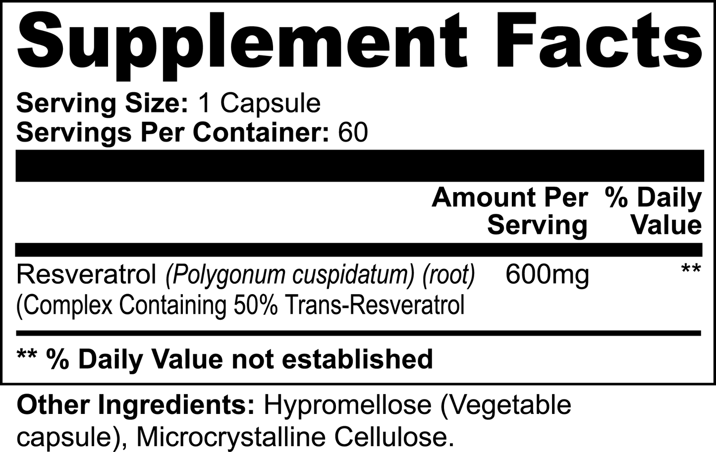 1000Supplements Resveratrol capsules label