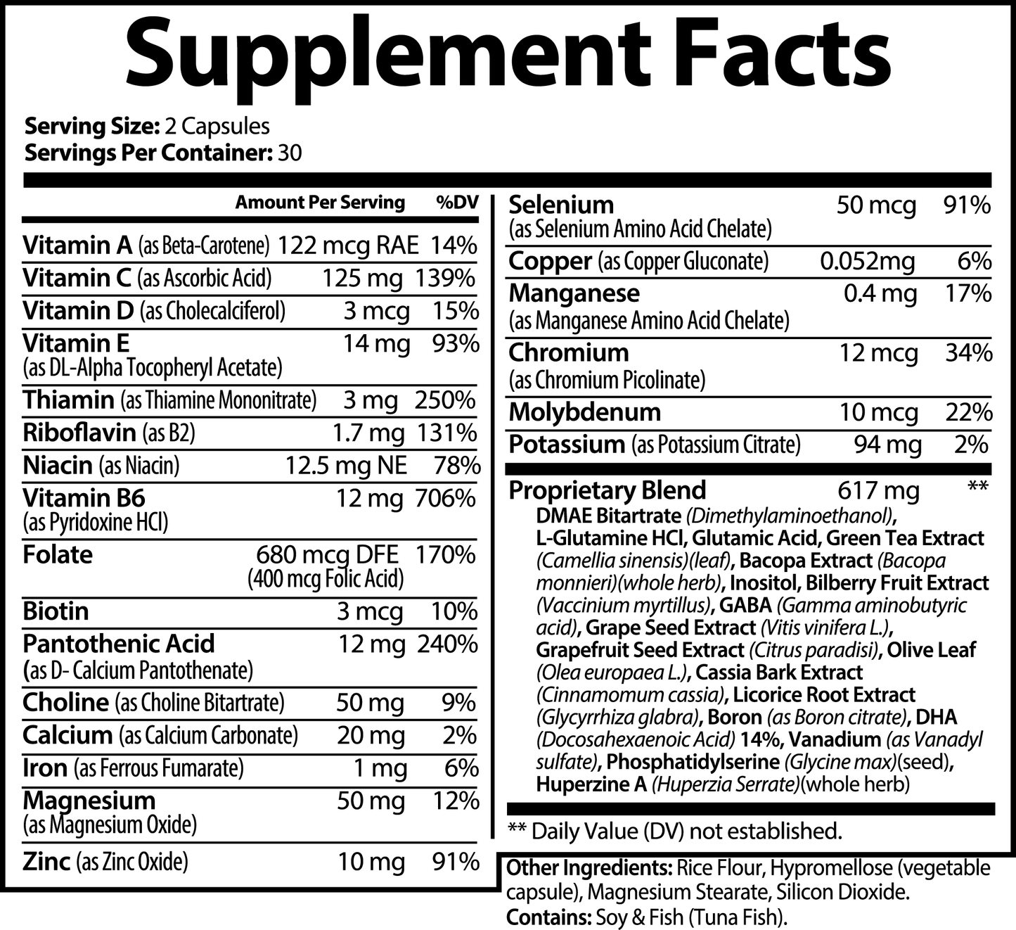 1000Supplements Nootropic Brain & Focus Formula label