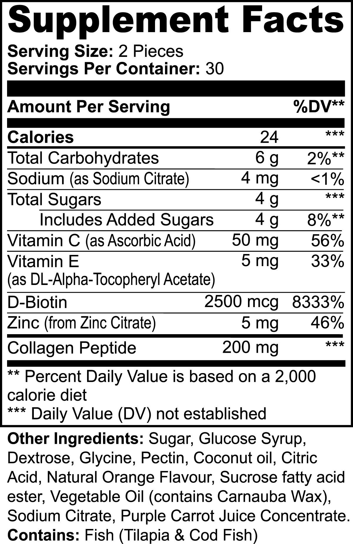 1000Supplements Collagen Gummies (adult) label