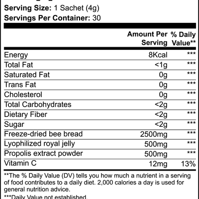 1000Supplements Bee Bread Powder label